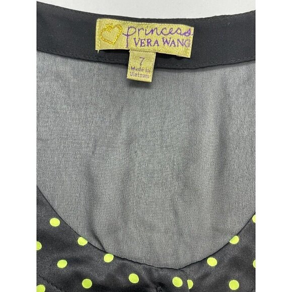 Princess Vera Wang 7 Tunic Top Dress Pleated Black Green Polka Dots Sheer Back - Picture 4 of 8